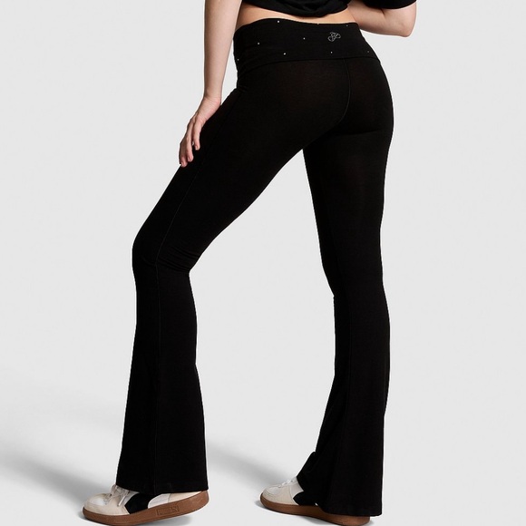 NWT Victoria's Secret PINK All Day Cotton Bling Foldover Flare Leggings, XXL - Picture 4 of 11